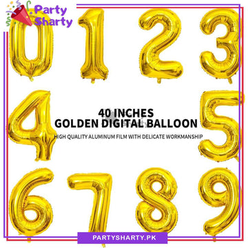 Golden Number Foil Balloon - Jumbo Size (40 inches) for Birthday / Anniversary Party Decoration and Celebration